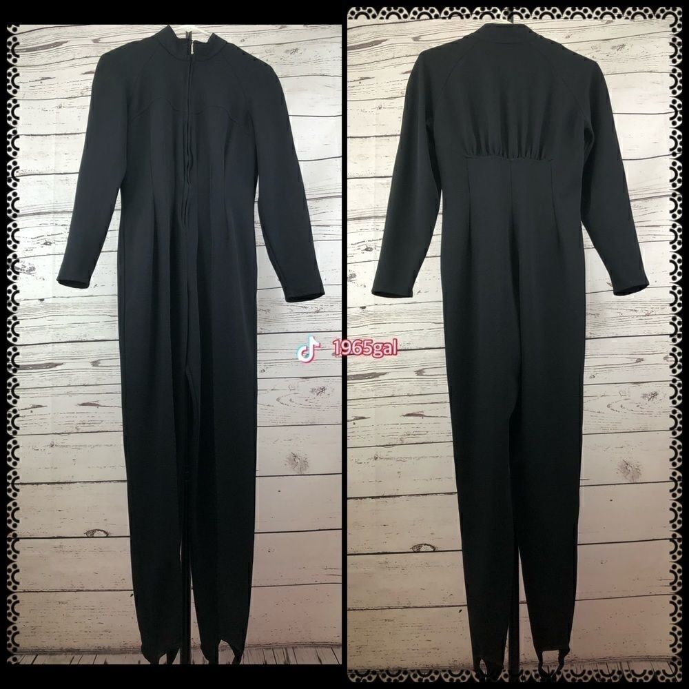 Jessie Black Jumpsuit 8 Tall Zipper Poly Nylon